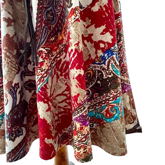 Lauren Ralph Lauren XL Dress Fall Boho Faux Wrap Stretch Patchwork Paisley belt - Picture 11 of 15